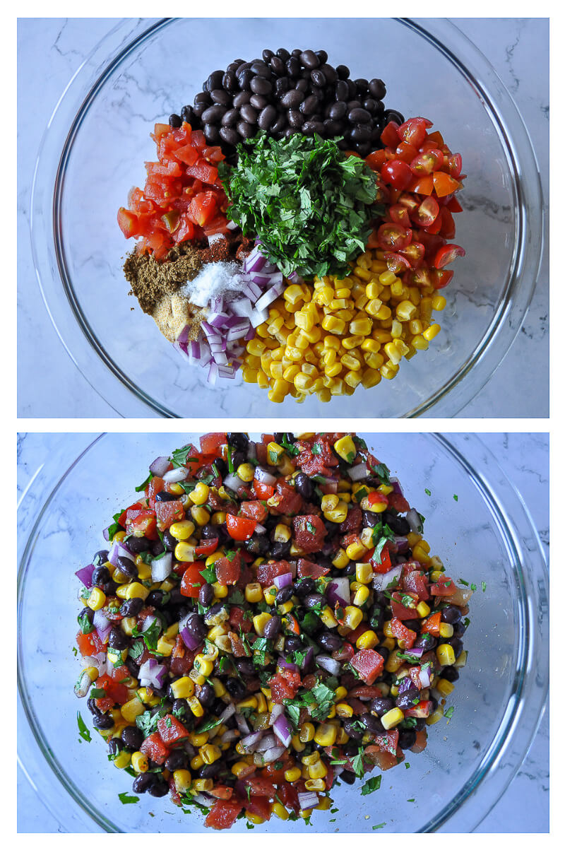 overhead shots of steps to make salsa